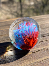 Load image into Gallery viewer, Push Pop Blue and Sunstone Glass Marble 1.31 inch