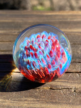 Load image into Gallery viewer, Push Pop Blue and Sunstone Glass Marble 1.31 inch