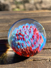 Load image into Gallery viewer, Push Pop Blue and Sunstone Glass Marble 1.31 inch